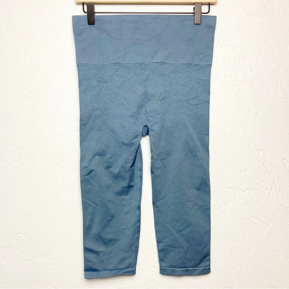 Blanqi Maternity Belly Support Crop Leggings Large Oil Blue